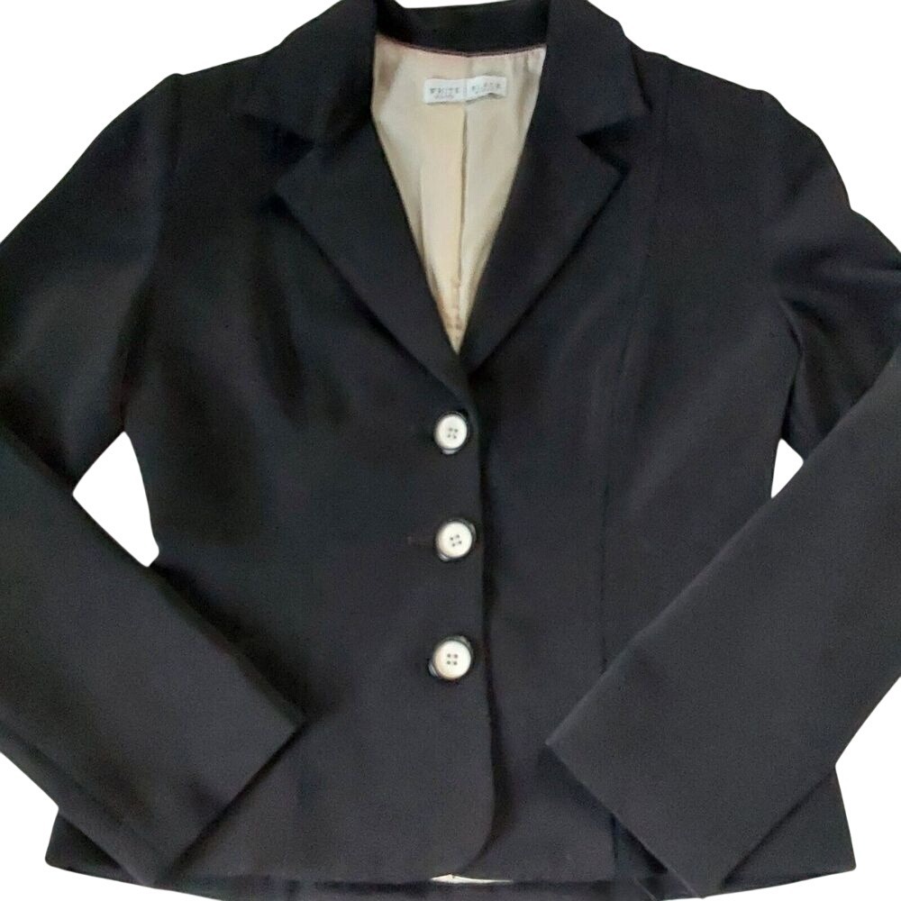 White House Black Market Women's Solid Black Three Button Small Blazer Jacket‎